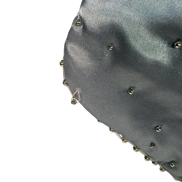 Silver Satin Christmas Stocking With Beaded Snowflake Embellishments - Picture 3 of 5